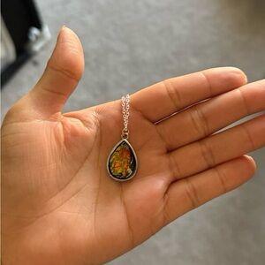 Elegant Silver Pendant Necklace with Multicolor Stone